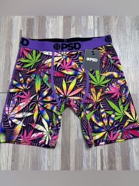 PSD Men’s Purple Neon Leaf Performance Boxer Brief Shorts NWT Size Medium